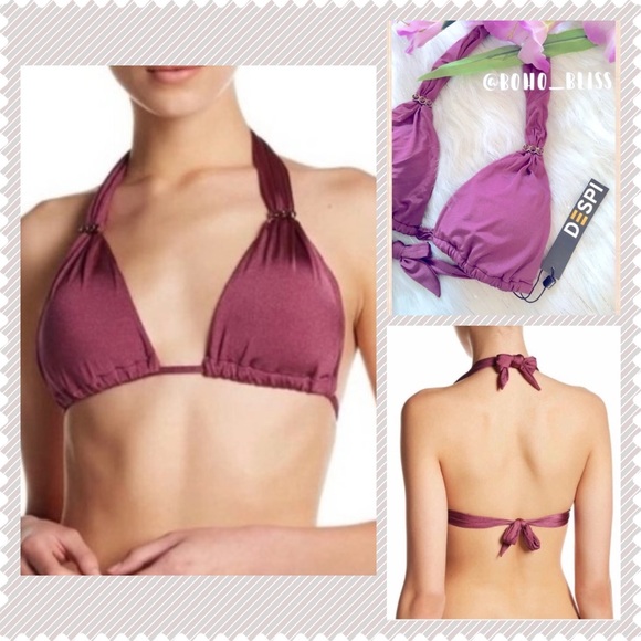 DESPI Nordstrom’s Mauve Halter Bikini Top NWT - Picture 1 of 7